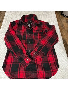 Decibel M Red and Black Plaid Button-Up Shirt